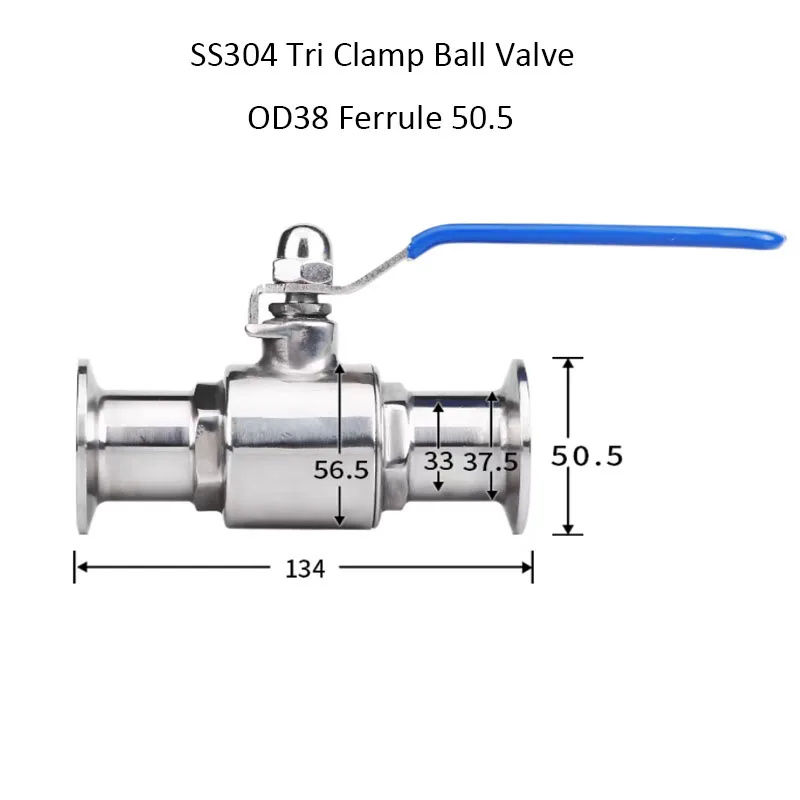 

OD38 Ferrule 50.5 Tri Clamp Ball Valve 1.5Inch Homebrewing Ball Valve Stainless Steel 304 Beer Ball Valve