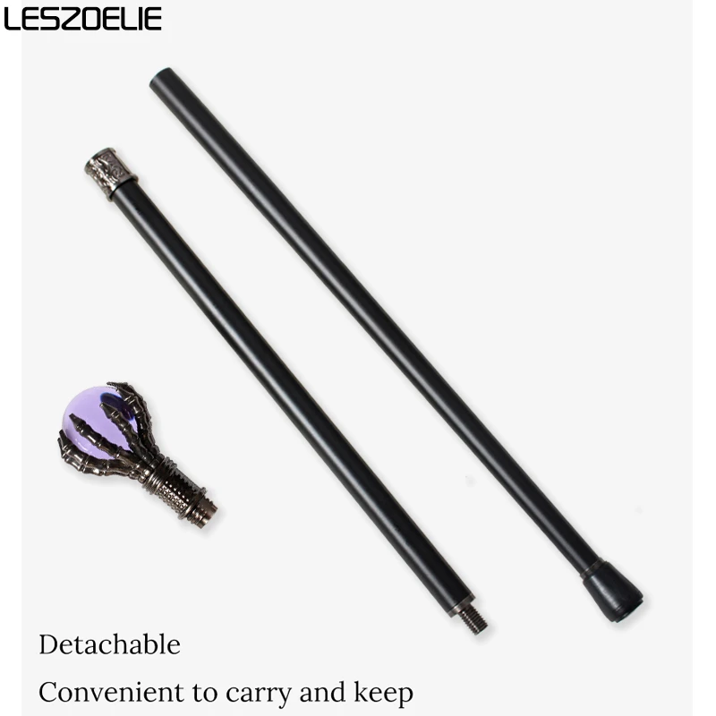 Bastón con garra de dragón de 93cm, bola de cristal de lavanda, bastones de moda para hombres y mujeres, bastón plateado decorativo para fiesta