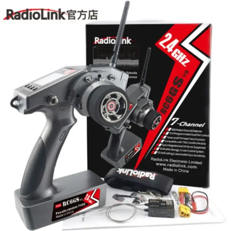 

Radiolink RC6GS V3 2.4G 7-канальный радиопередатчик и гироскопический приемник R7FG Новое обновление пульта дистанционного управления для радиоуправляемого автомобиля, лодки Rad