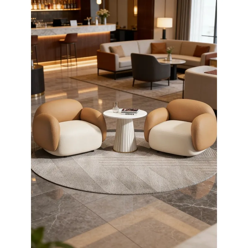 Internet celebrity leisure area apartment negotiation table and chairs light luxury modern cat claw leather single sofa