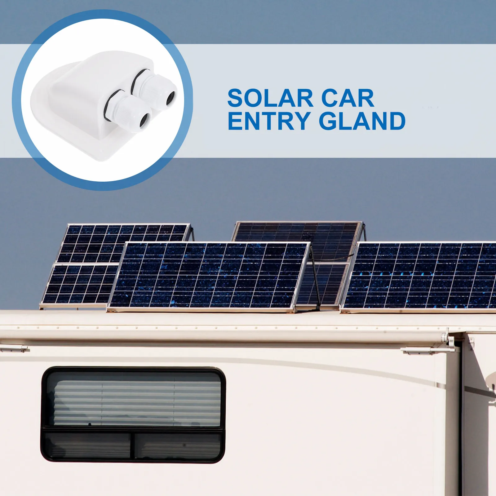 Dual Hole Solar Cable Entry Gland Waterproof UV Resistant ABS Roof Wiring Mount for RV Camper Panels