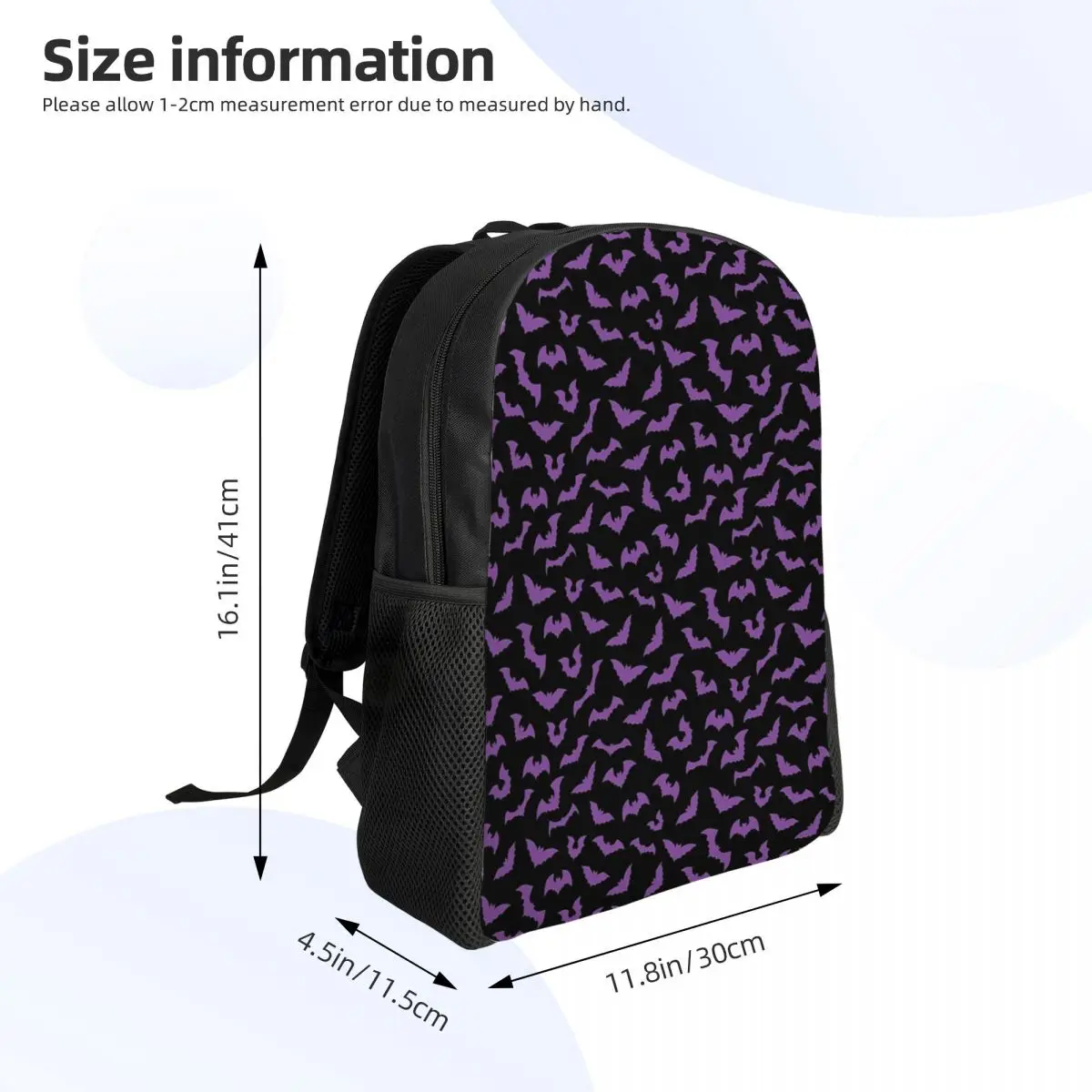 Purple Bats Pastel Goth Candy Punk Backpack Hot Sale Daypack Large Capacity Kids BookBag School Bag Shoulder Bags for Men Women