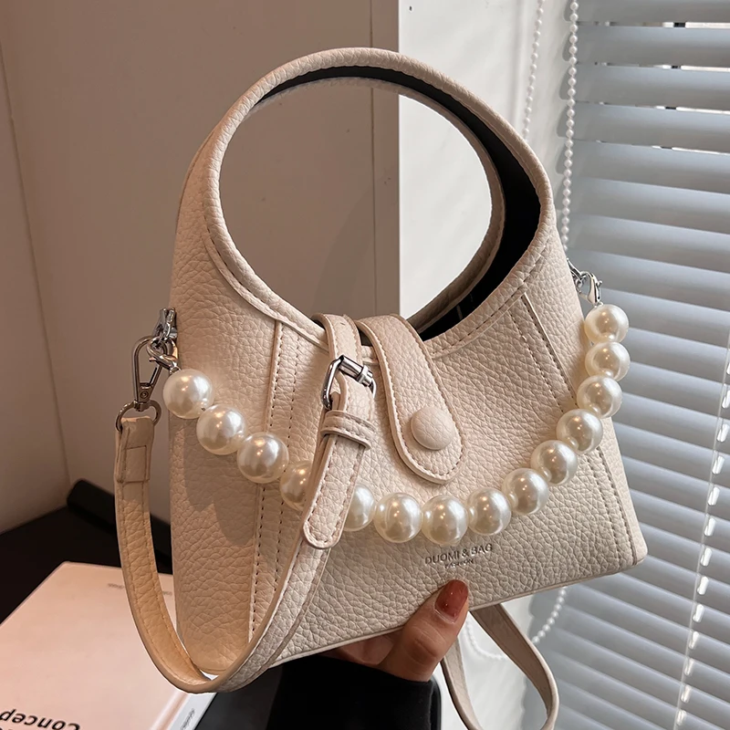 

2023 Women's Shoulde Messenger Bags Korean Chic Pearls PU Leather Composite Bags New Temperament Ladies Handbags