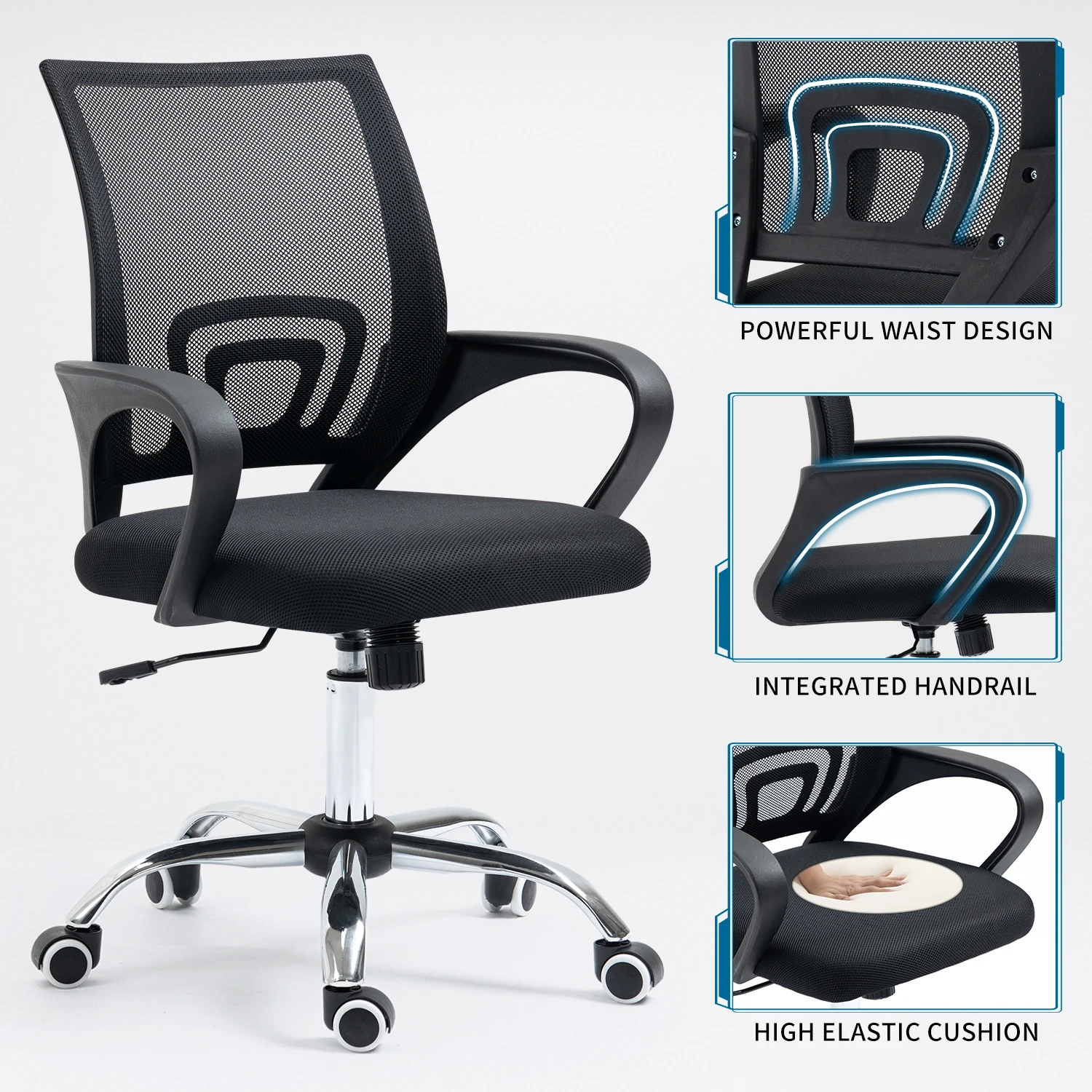 

Office Full Mesh Chair Lumbar Support Swivel Desk Chair Adjustable Computer Chair