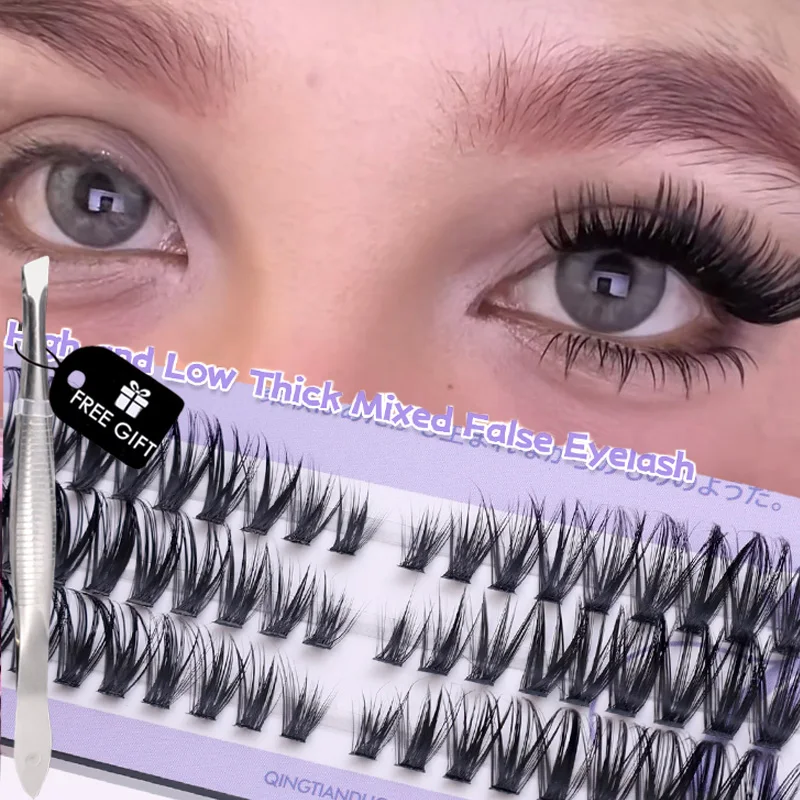 Ciglia finte miste alte e basse spesse Manga naturale Estensione ciglia 5D Fatte a mano morbide riutilizzabili Ciglia finte Occhi Strumenti per il trucco