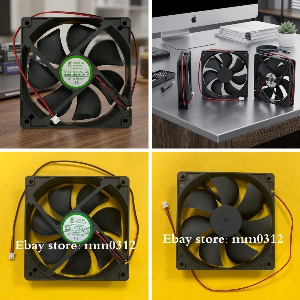 For YOUNG LIN DFS122512M 12025 DC12V 2.8W 12CM 2-wire silent cooling fan