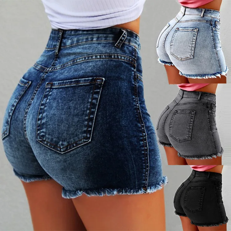

Summer Spice Women's Denim Shorts Fringed Ripped High-waisted Jeans Hot Pants