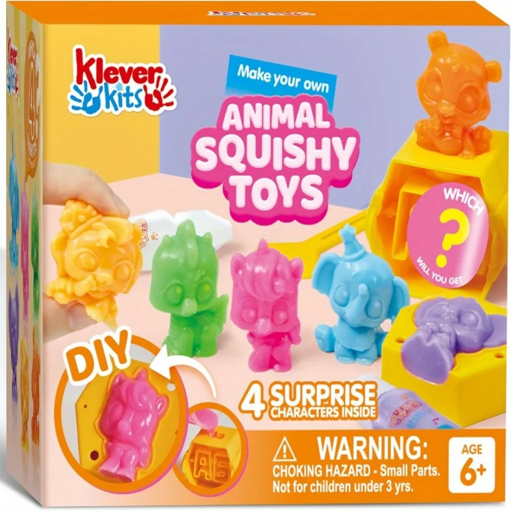 JOYFY Kit d'animaux spongieux pour enfants, boîte mystère avec 4 personnages Surprise à l'intérieur pour enfants âgés de 6 ans et plus, jouets d'art et d'artisanat