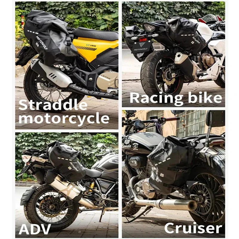Motowolf Motorcycle Bag 100%Waterproof 18L/28L/48L Large Capacity 2 Pcs Universal Fit Motorcycle Pannier Bag Saddle Side Bags view 5