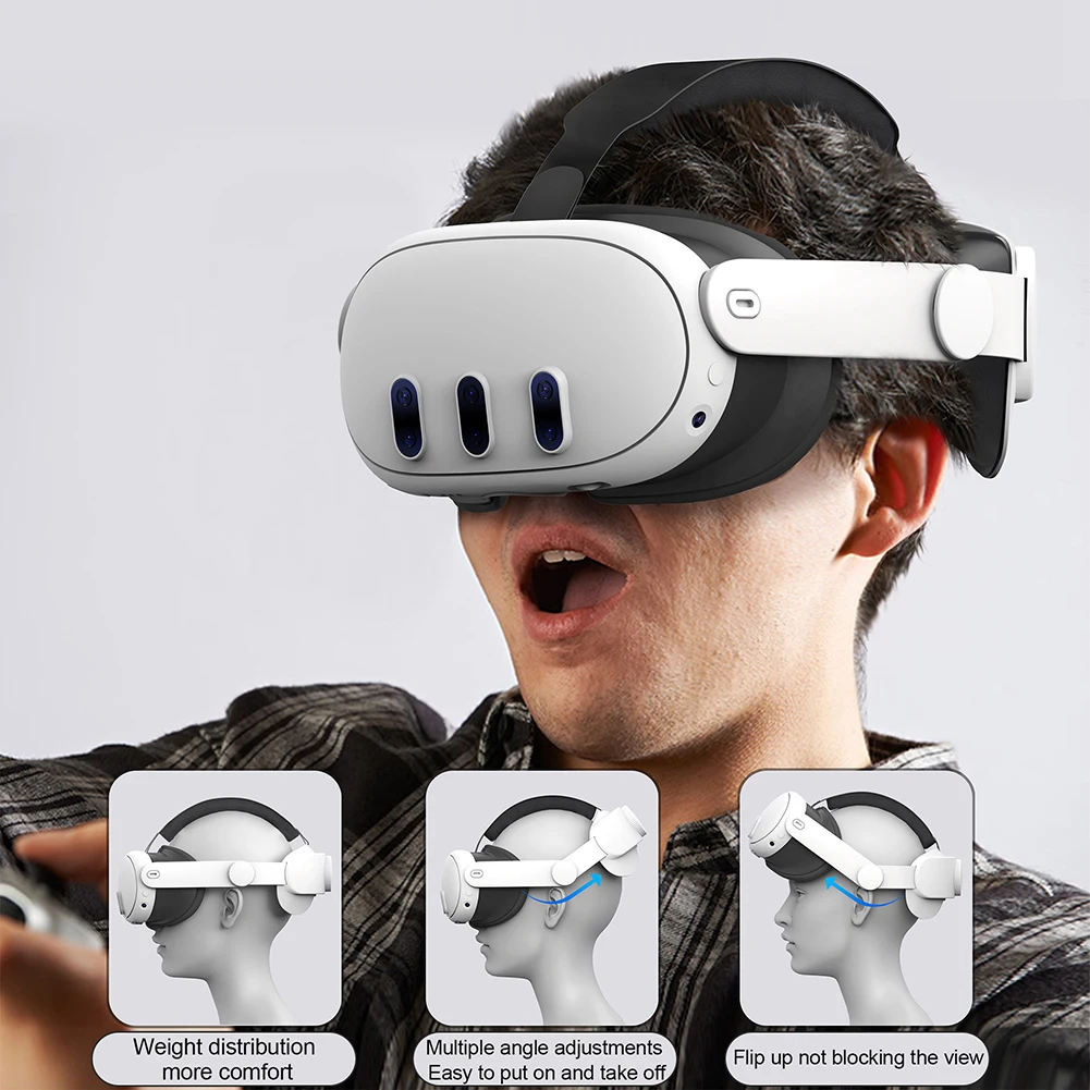 Upgrade Elite Halo Strap Alternative Head Strap Balanced Head Pressure Anti-Stifling Adjustable for Meta Quest 3 VR Accessories