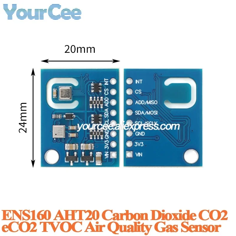 10pcs/1pc ENS160 AHT20 Carbon Dioxide CO2 eCO2 TVOC Air Quality Gas Sensor IIC I2C SPI