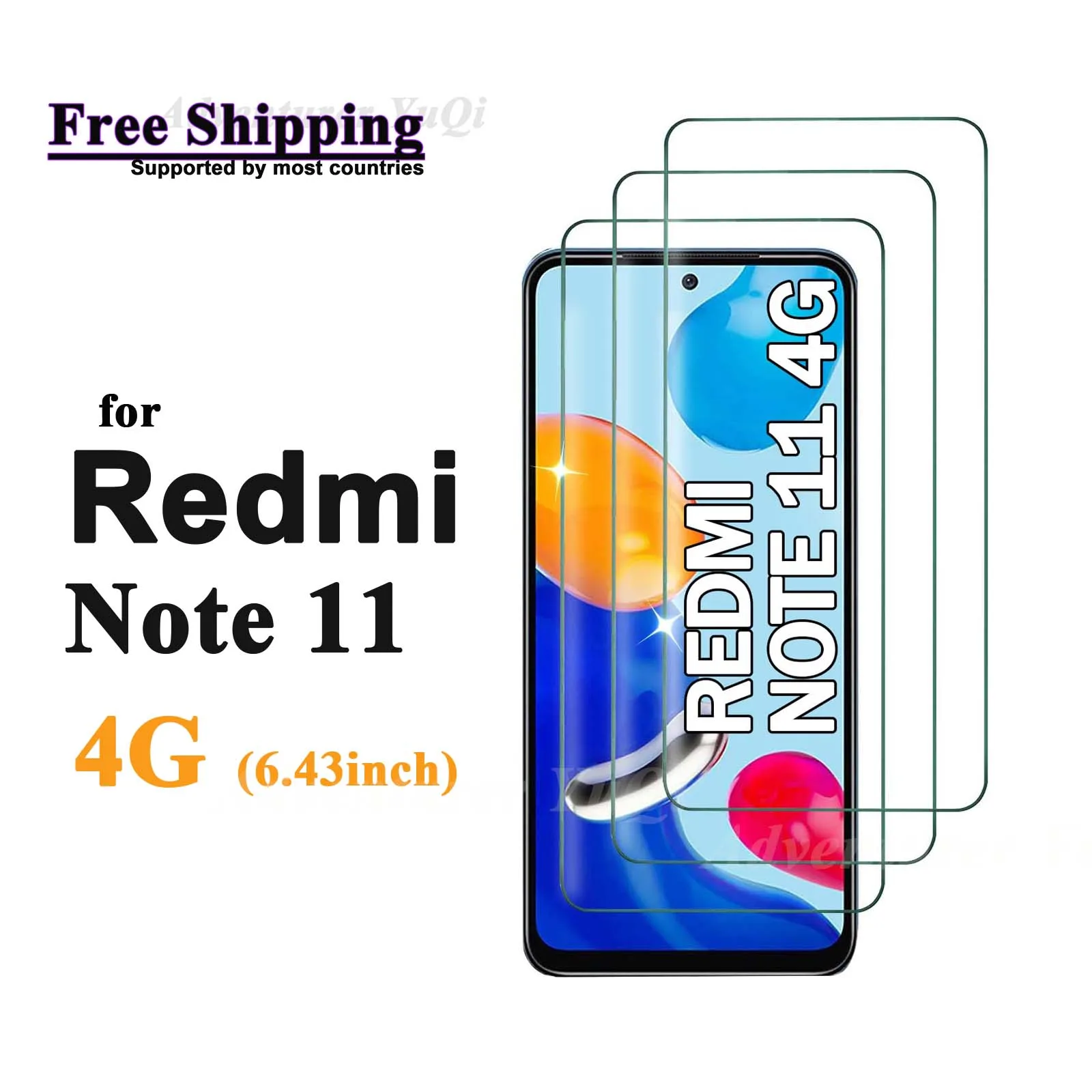 

Screen Protector For Redmi Note 11 4G Xiaomi 6.43 inch Tempered Glass HD 9H High Aluminum Transparent Case Friendly