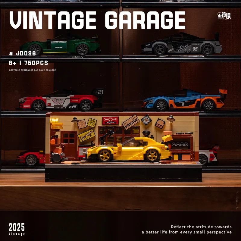 IN VOORRAAD MOC Creativiteit Retro Autoreparatiewerkplaats Bouw Bouwstenen Bakstenen Assembleren Model Kinderen Speelgoed Kerstcadeauset