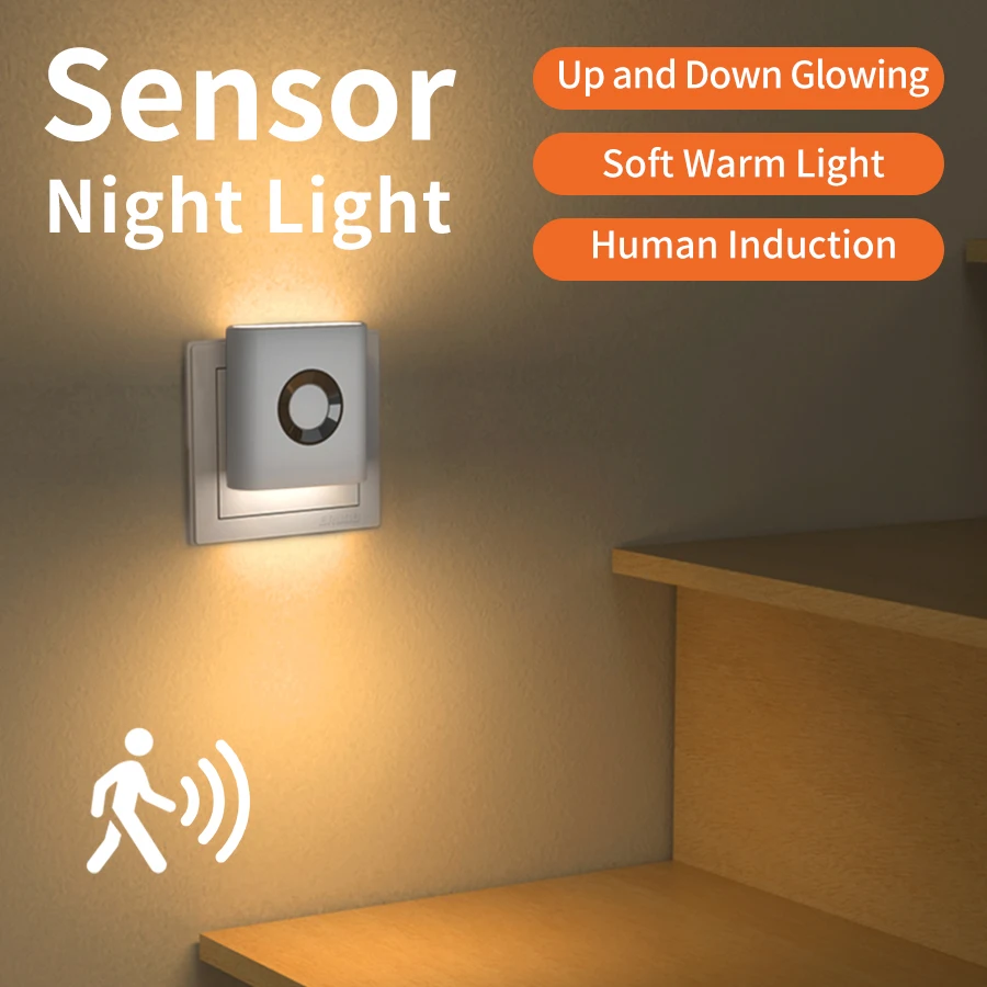 Motion Sensor LED Cabinet Light Warm White Ambient Lighting 220V EU Plug LED Night Lamp for Stairs Closet Corridor Bedroom Decor