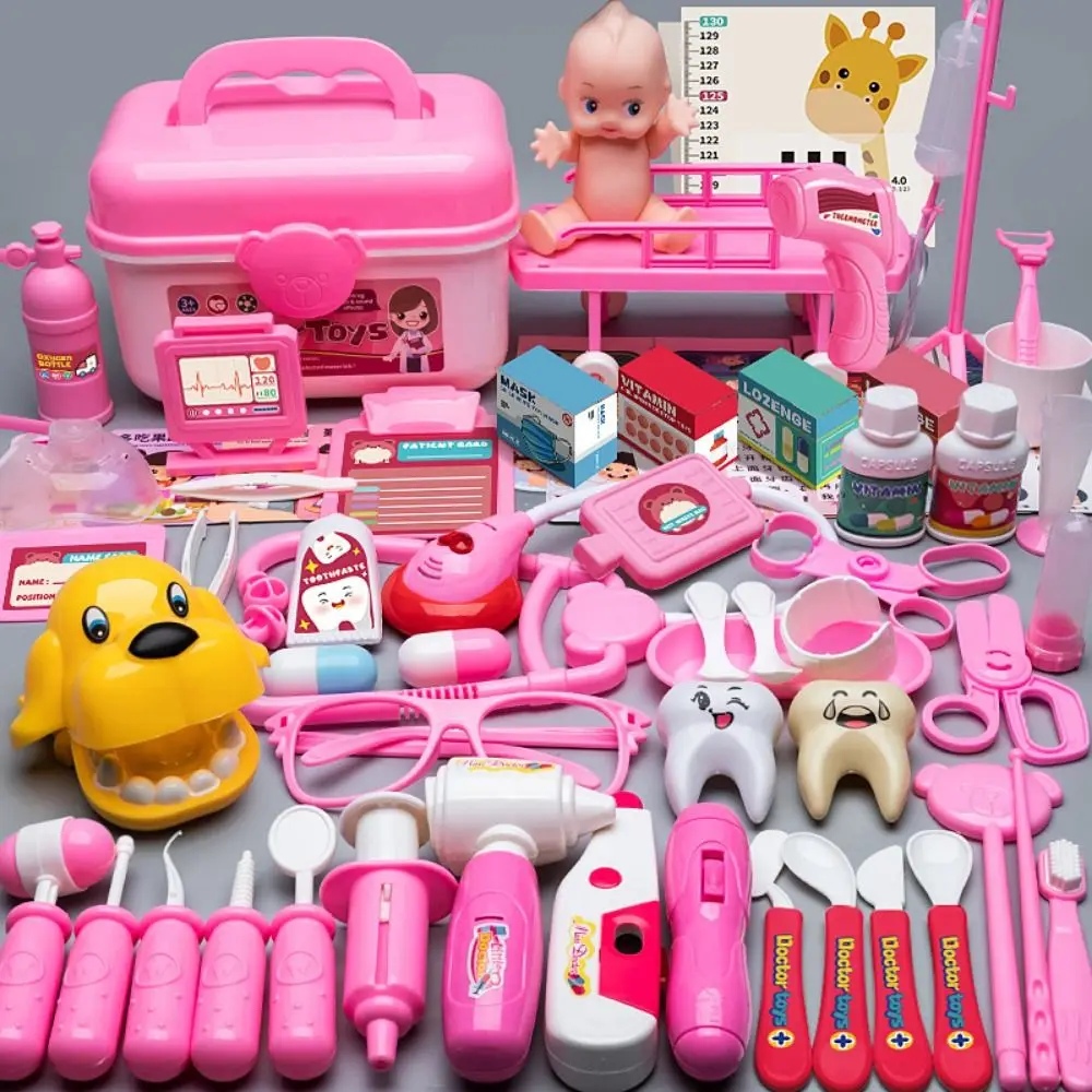 Rosa Blu Dottore Giocattoli Accessori in plastica Giochi di ruolo Mini stetoscopio Cartoon Simulato Dottore Strumenti Giocattolo