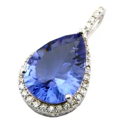 Women's Blue Tanzanite Silver Pendant Necklace Fashion Jewelry Gift for Her