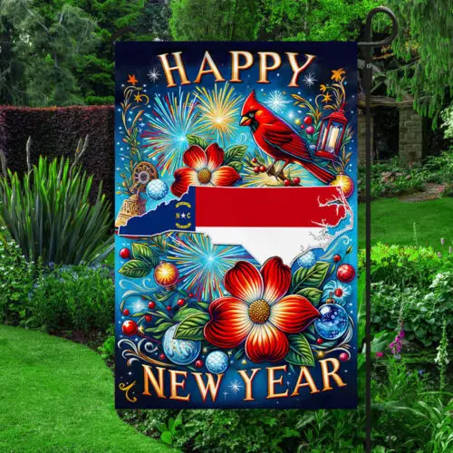 North Carolina Happy New Year Flag Garden Flag