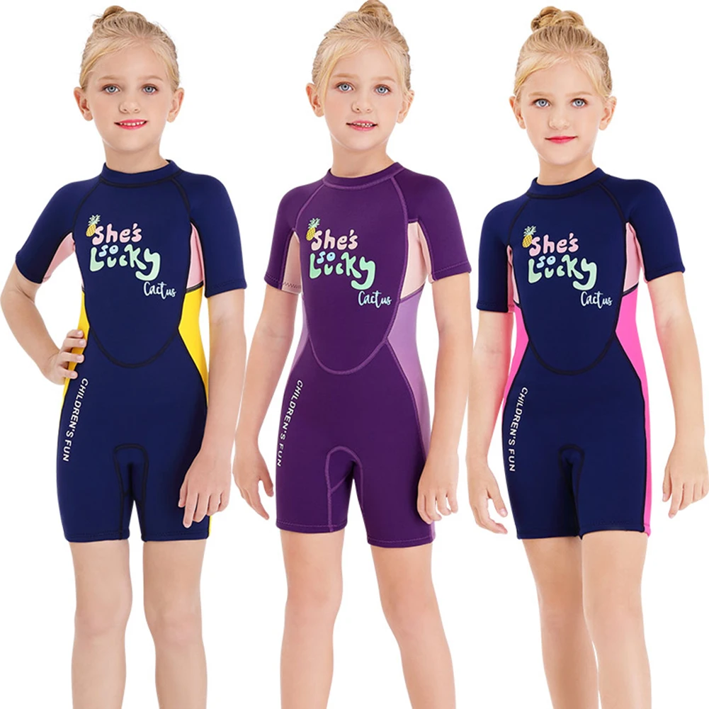 

Neoprene Wetsuit Kids Shorty Thermal Diving Swimsuit 2.5MM for Girls Boys Youth Teen Toddler Child, One Piece Children Wetsuit