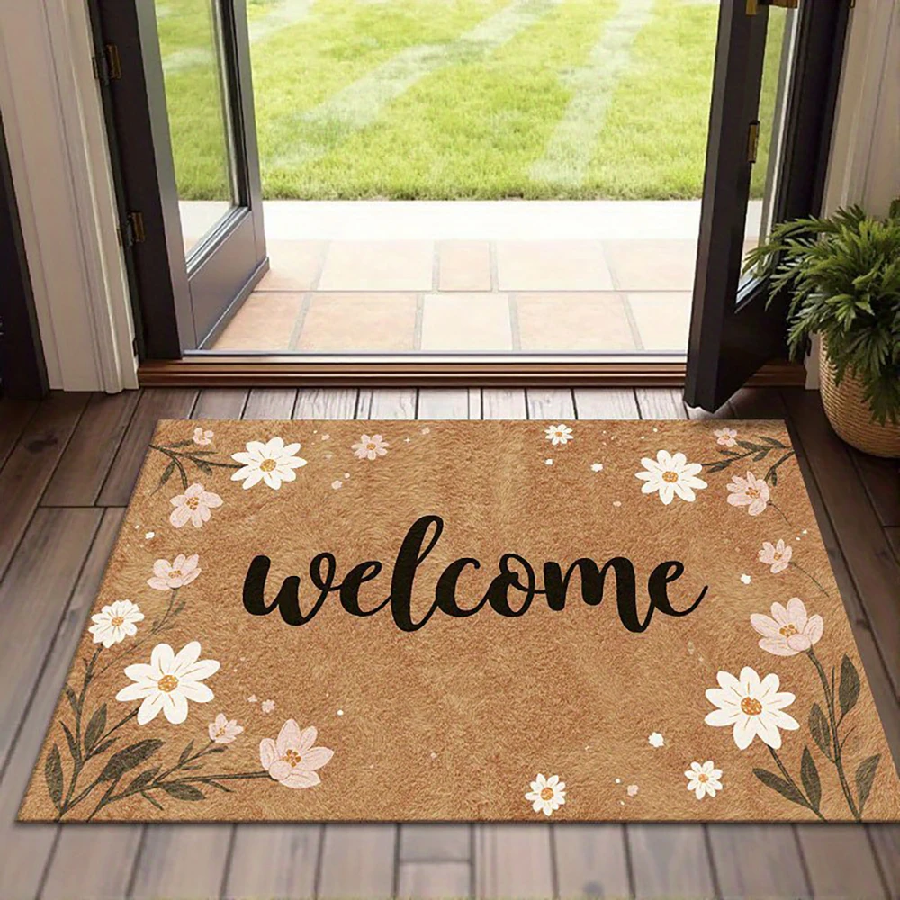 2D Flat-1pc  Flip Flop Travel Doormat , Suitable for entrance, kitchen, living room, rectangular carpet decoration.