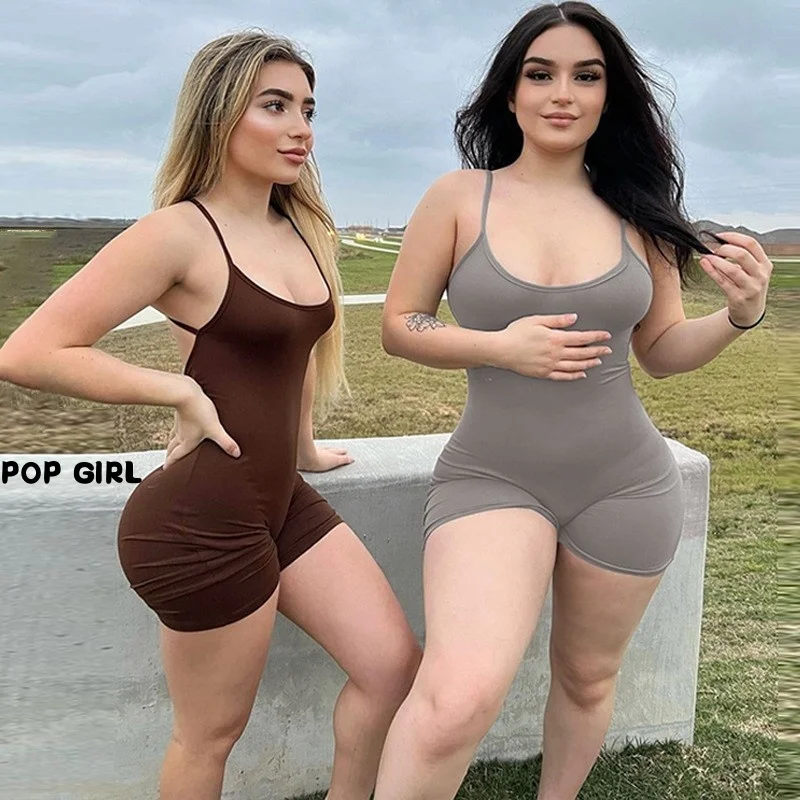 

Модный уличный комбинезон с эффектом мятой ткани, облегающий, без бретелек, летний, сексуальный, из полиэстера, укороченные брюки