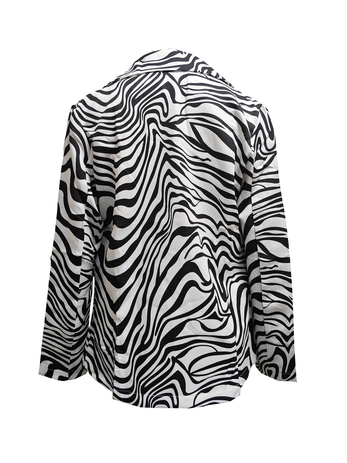 Womens Loose Fit Shirt Long Sleeve Blouse Notched Collar Trendy Zebra Print Street Fashion Style