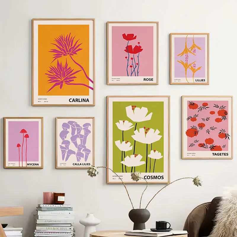 Nordic Art Floral Abstract Flower Market Plant Exhibition Posters and Prints Canvas Print Wall Art Painting Home for Room Dec