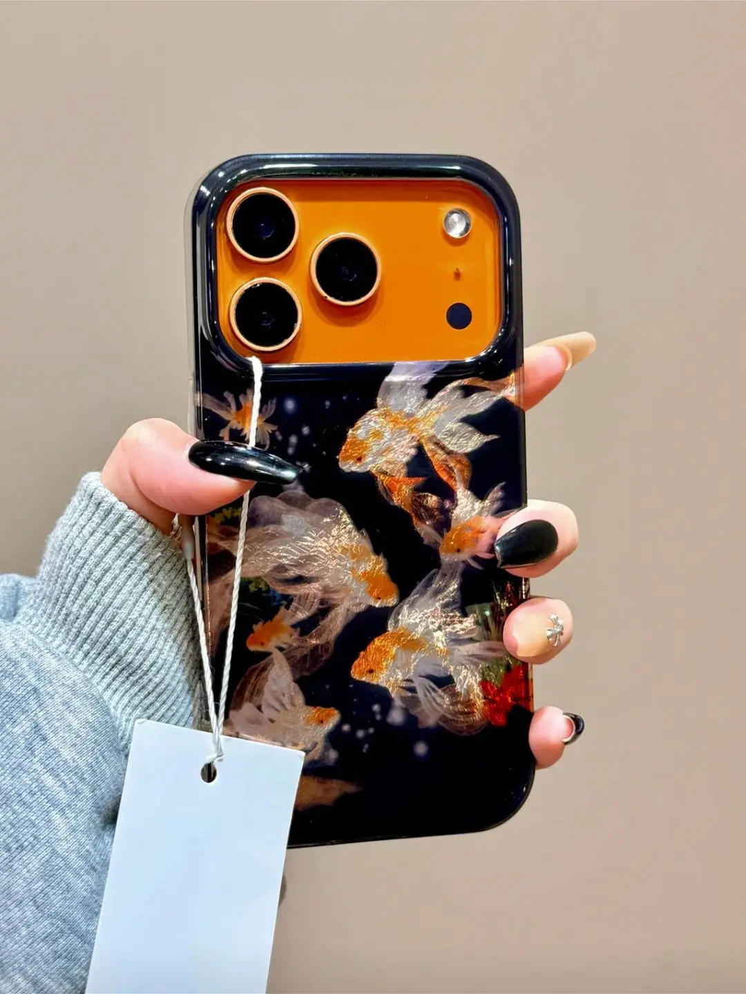 Coque de téléphone motif Koi style Chine chic, attirant la richesse, pour iPhone 17 Air 16 15 14 13 12 11 Pro Max 7 8 Plus, en papier laser