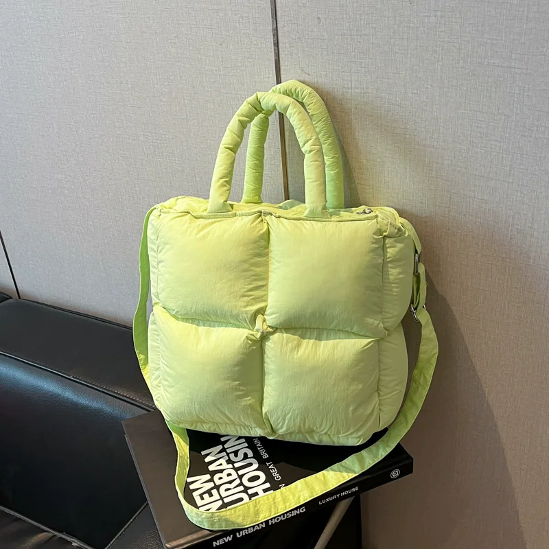 

Роскошная брендовая сумка, хлопковая тканая сумка на плечо с пуховой подкладкой, большая вместительная дорожная сумка-тоут, студенческая сумка через плечо