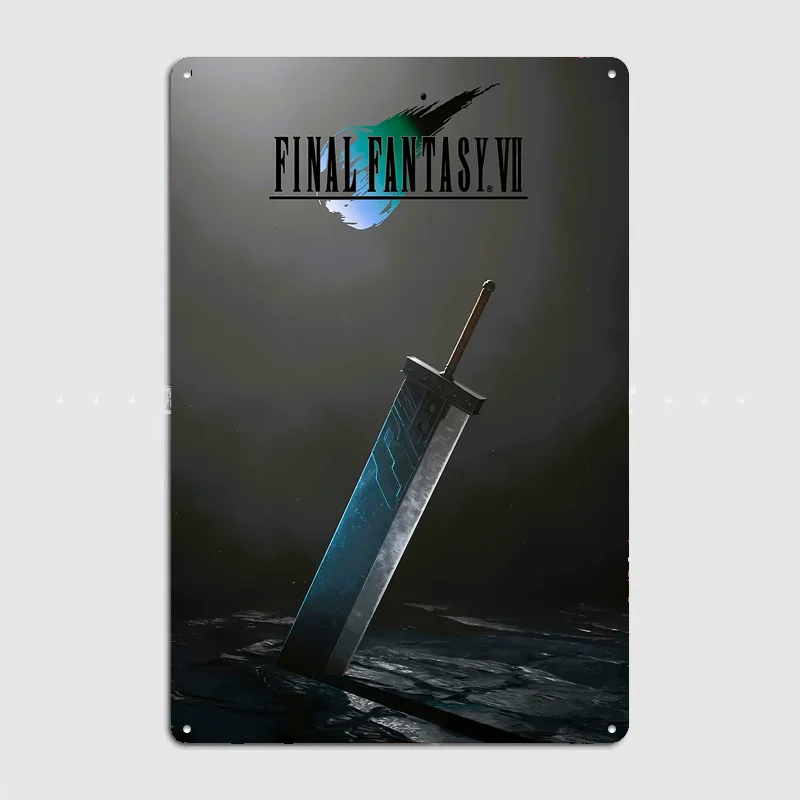 Final Fantasy VII Buster Sword Poster Metal Sign Custom Bedroom Room Decor Home Wall Decor Posters Indoor Wall Decoration