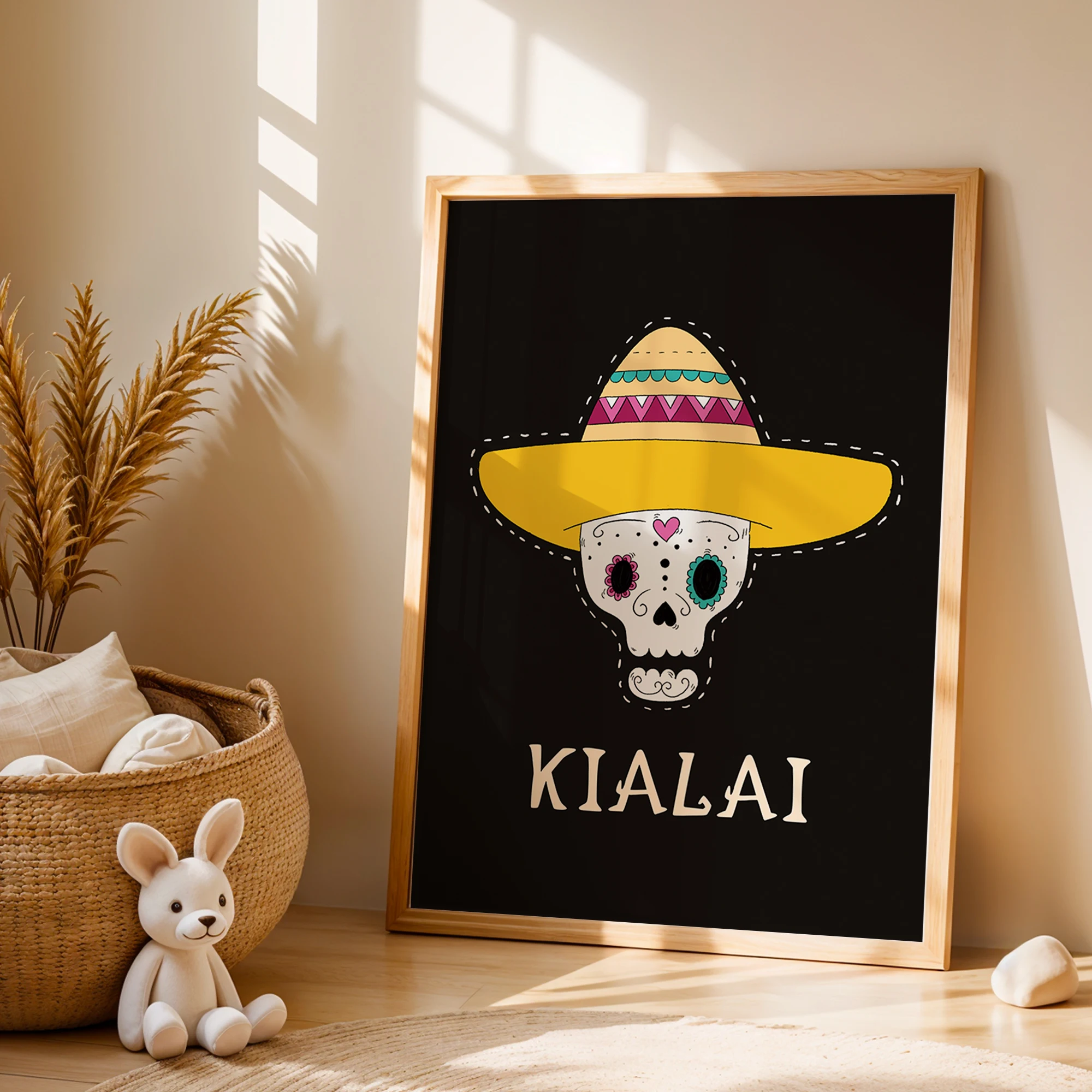 1 個パーソナライズされたカスタム名スカル壁アート版画キャンバス絵画ポスター画像ハロウィンリビングルーム家の装飾