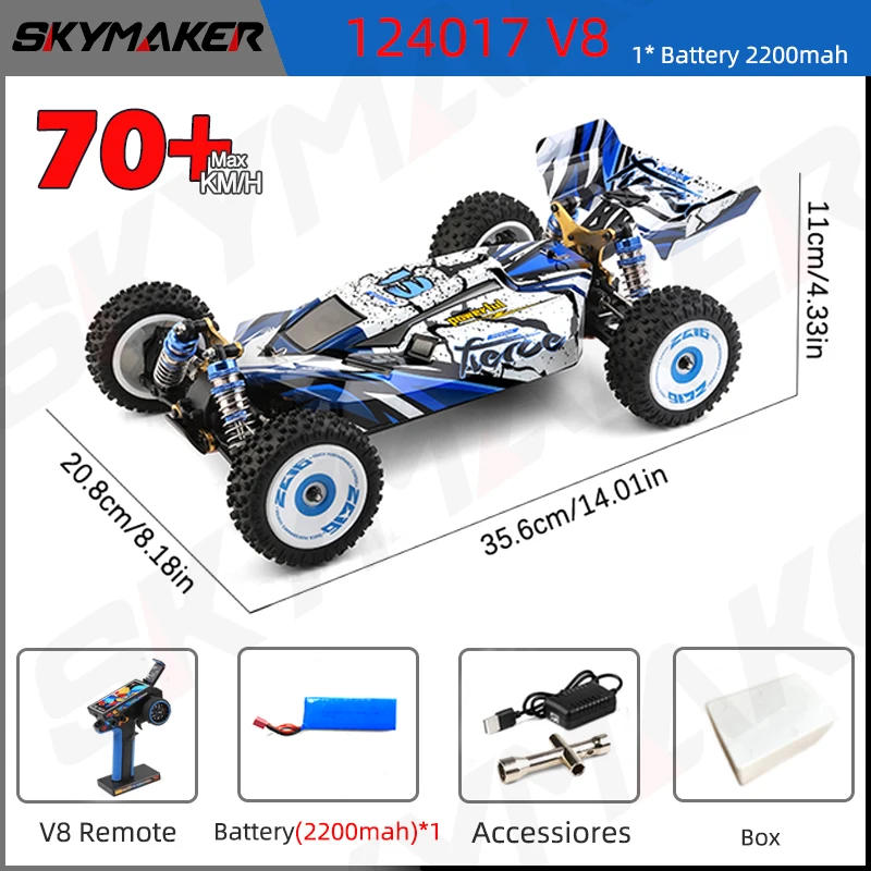Wltoys 124016 124017 1:12 Rc Auto 2.4G V8 Afstandsbediening Borstelloze 75 Km/h Hoge Snelheid 4wd Off-Road Drift Racen Rc Speelgoed Auto Voor Jongen