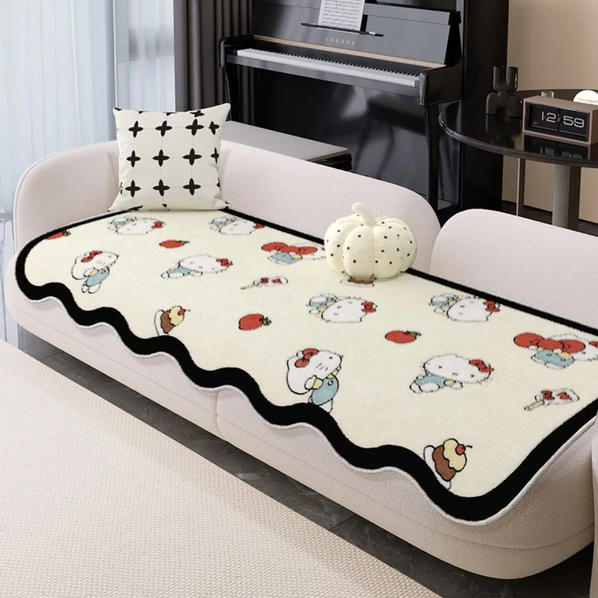 Hello Kitty Cute Cartoon Cashmere-like Sofa Cushion Water Uptake Anti Slip Wear-resistant Home Bedroom Living Room Sofa Cushion