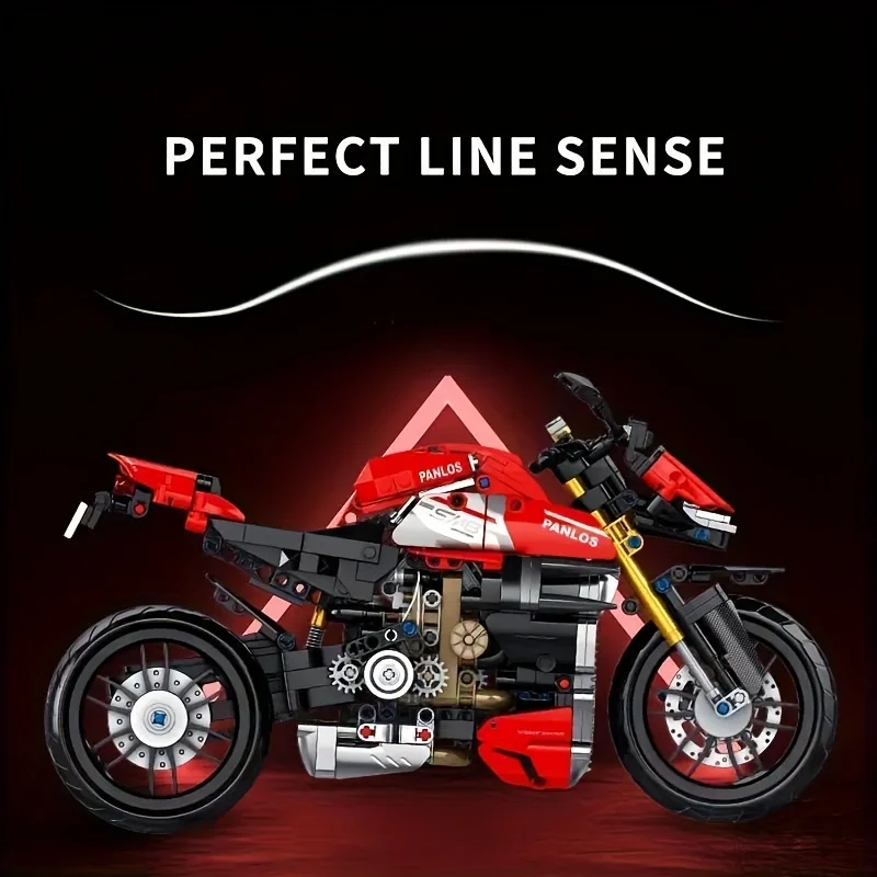 Modelo de motocicleta de ensamblaje de bloques de construcción rápido con molde de partículas 981, para 6 años + creatividad, también es un adorno para el hogar, vacaciones