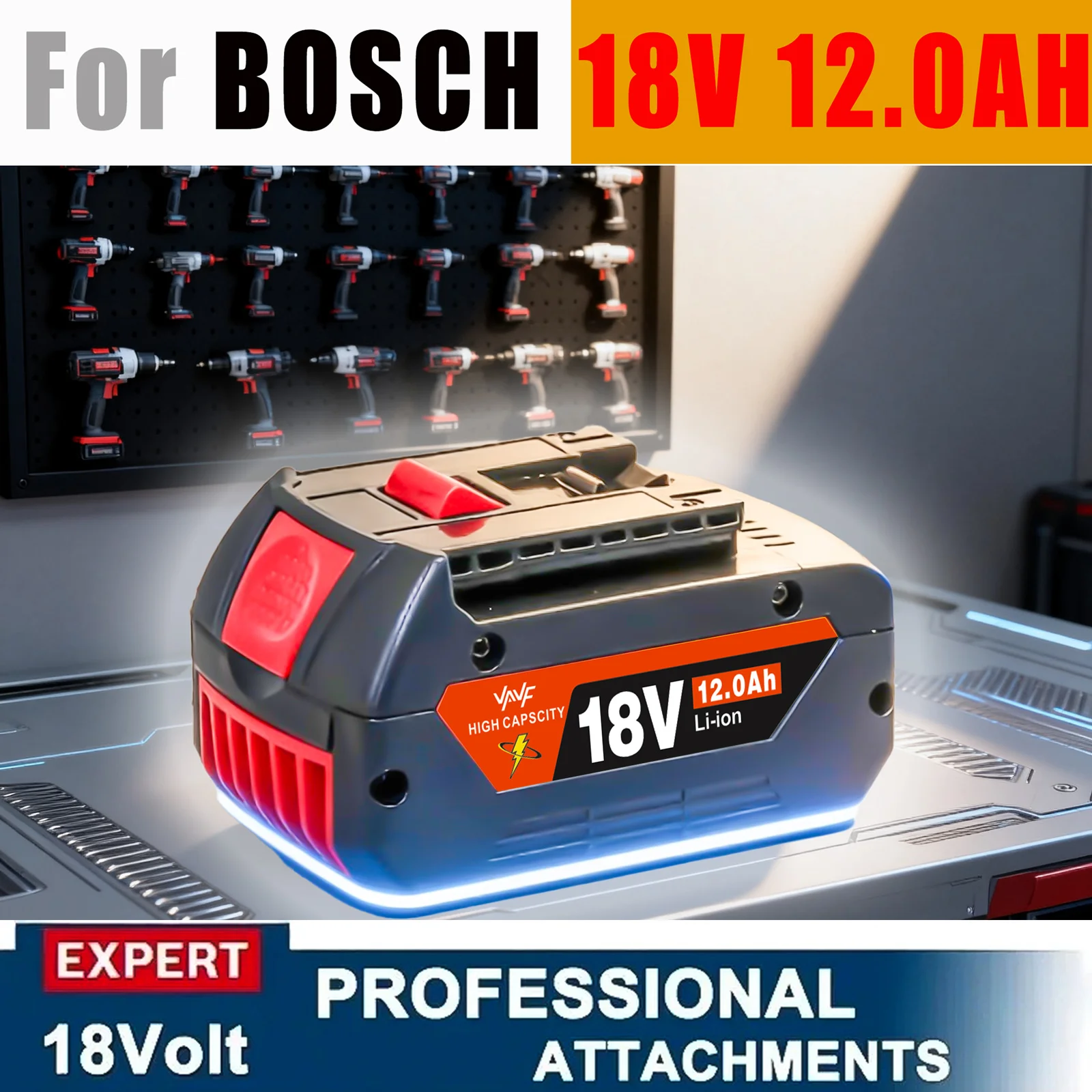 

Original for Bosch 18V Battery Wireless Power Tool Lithium Battery, BAT609 BAT610 GBAT618 BAT620 BAT622 GSR18V-LI 18V 12.0Ah