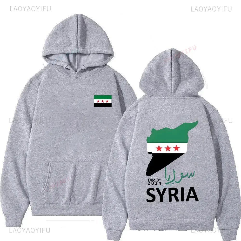 Free Syria Grpahic Sweatshirt for Men Clothes 2024 Syria Flag Long Sleeved Street Casual Hoodie Pullovers Sports GYM Tops