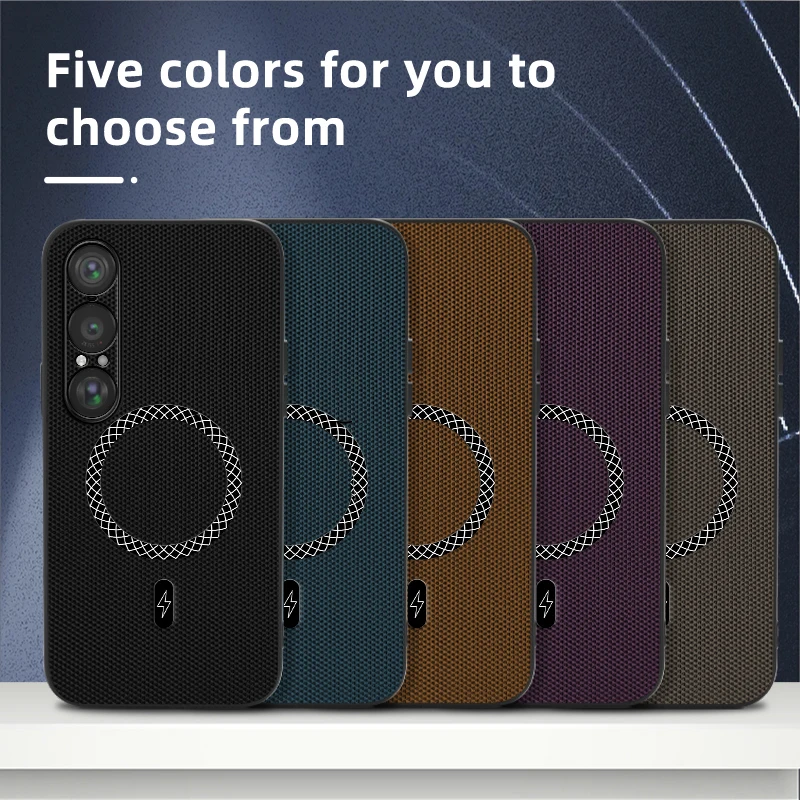 For Sony Xperia 1 VII 5 III Case for Magsafe Magnetic Pu Leather Texture Anti-Slip Shockproof Hard Phone Cover for Xperia 1 VI view 6