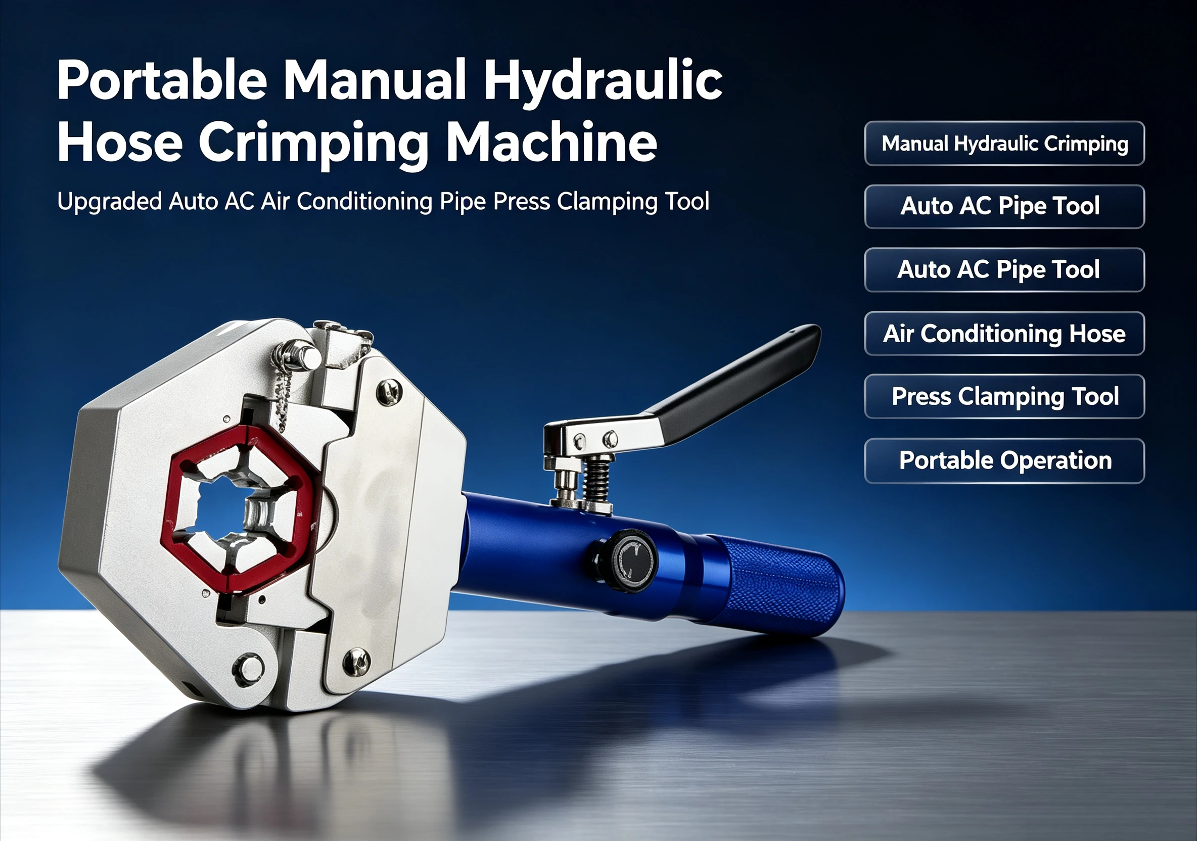 Portable Manual Hydraulic Hose Crimping Machine, Upgraded Auto AC Air Conditioning Pipe Press Clamping Tool