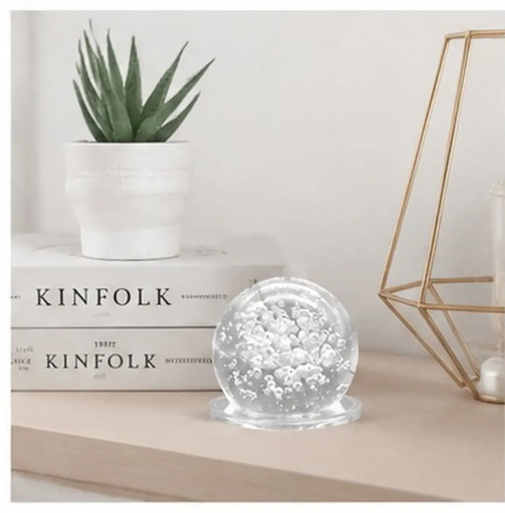 1Set Crystal Bubble Ball Decorative Crystal Sphere Ornament Elegant Home Office Desk Fountain Decor Delicate Desktop Glass Ball