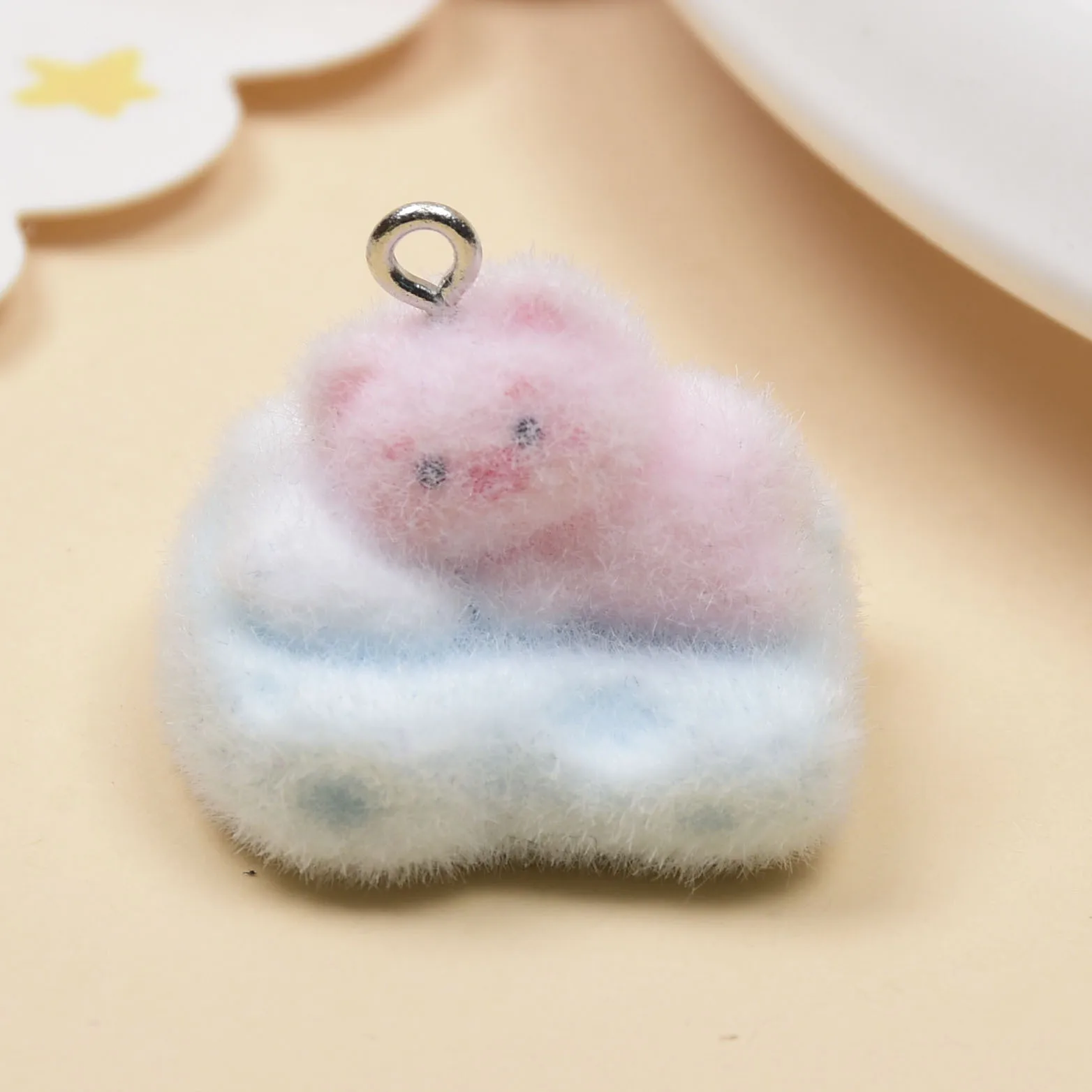 3Pcs Flocked 3D Cheese Sleeping Pig Resin Pendant DIY Cartoon Keychain Bag Phone Chain Decorative Accessory