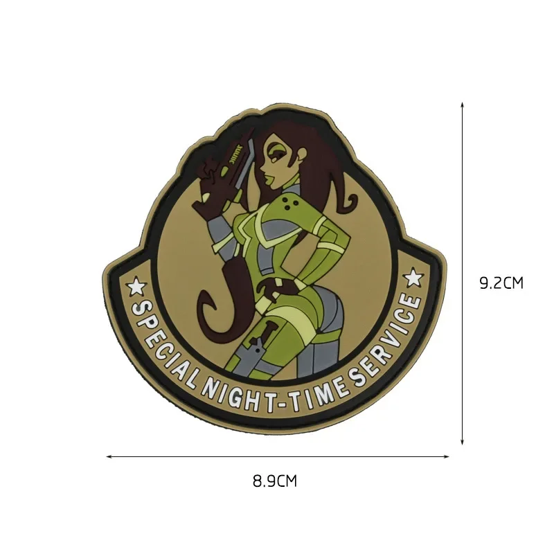 PVC Sexy Girl Hook&Loop Patch Tactical Military Armband SPECIAL NIGHT-TIME SERVICE Morale Badge Patch for Clothing Punk Sticker