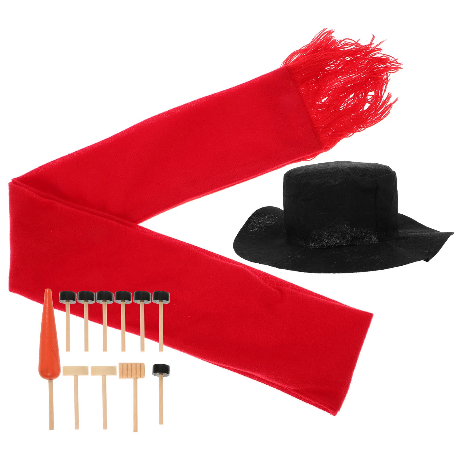 

13pcs Snowman Building Kit Winter Holiday Outdoor Decoration For Adults Christmas Gift Felt Wooden Accessories Reusable