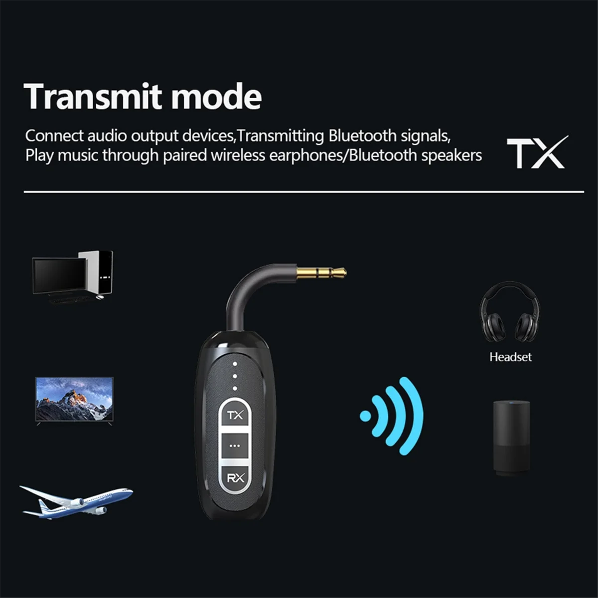 A07I Bluetooth 5,4 аудио адаптер беспроводной передатчик приемник 3,5 мм Aux Hi-Fi стерео музыкальный конвертер для ТВ автомобильные наушники