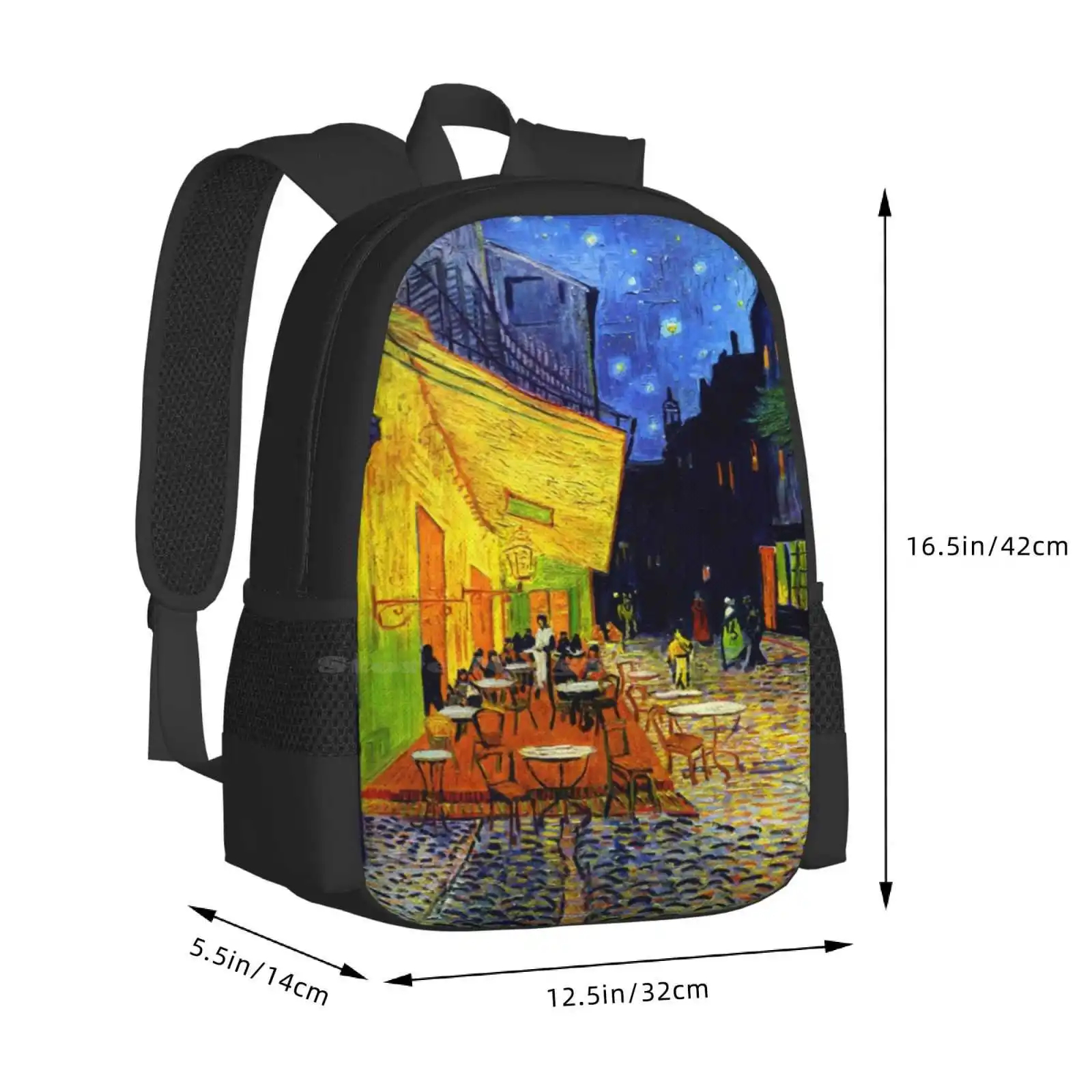 Cafe Terrace At Night-Van Gogh Hot Sale Backpack Fashion Bags Cafe Terrace At Night Fine Art France Scenic Scenery Travel