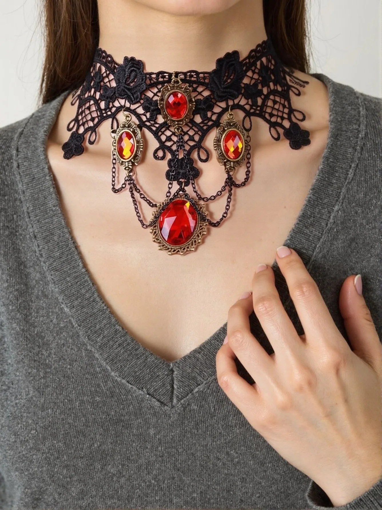 black punk necklace  for Women Collar Torques Trendy Neck Jewelry Stretch Charm Gothic Punk Black Heart
