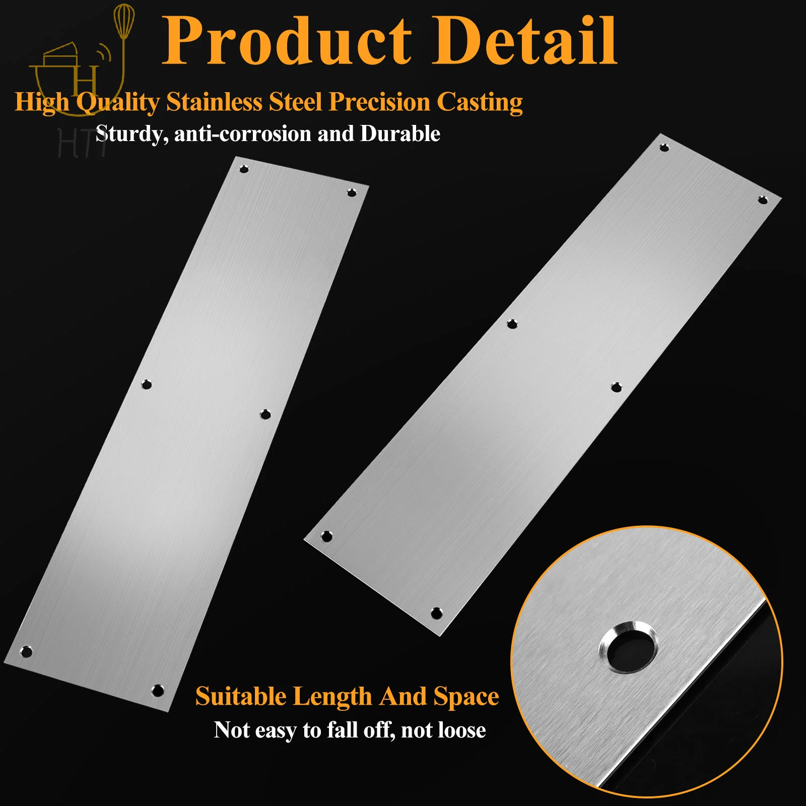 2 Pcs Push Door Plate 15x3.5