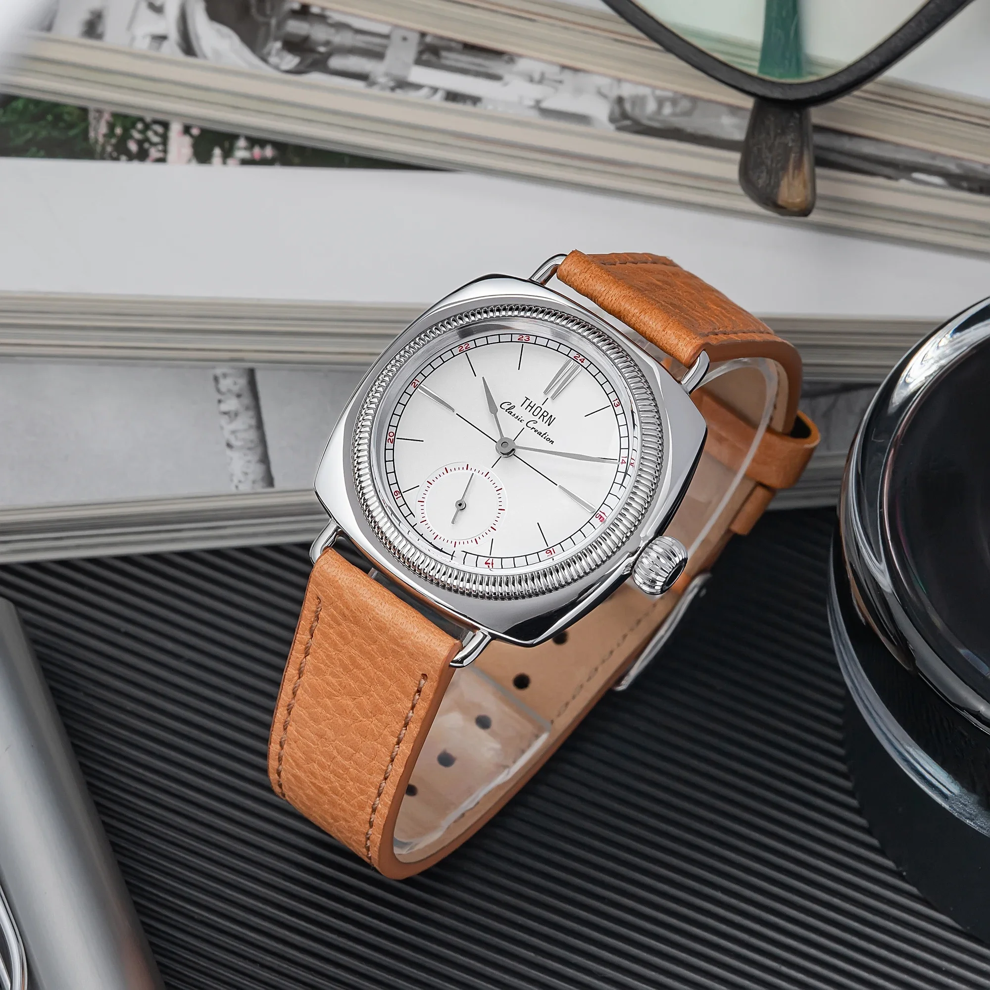 【T017】THORN clássico ostra vintage em forma de travesseiro relógio retrô 36mm casal relógio de pulso importado movimento de quartzo