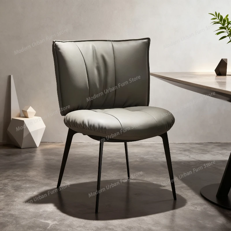 Удобный кожаный обеденный стул для столовой, современные стулья для кухни, простой стул для ресторана со стальными ножками и мягкой спинкой