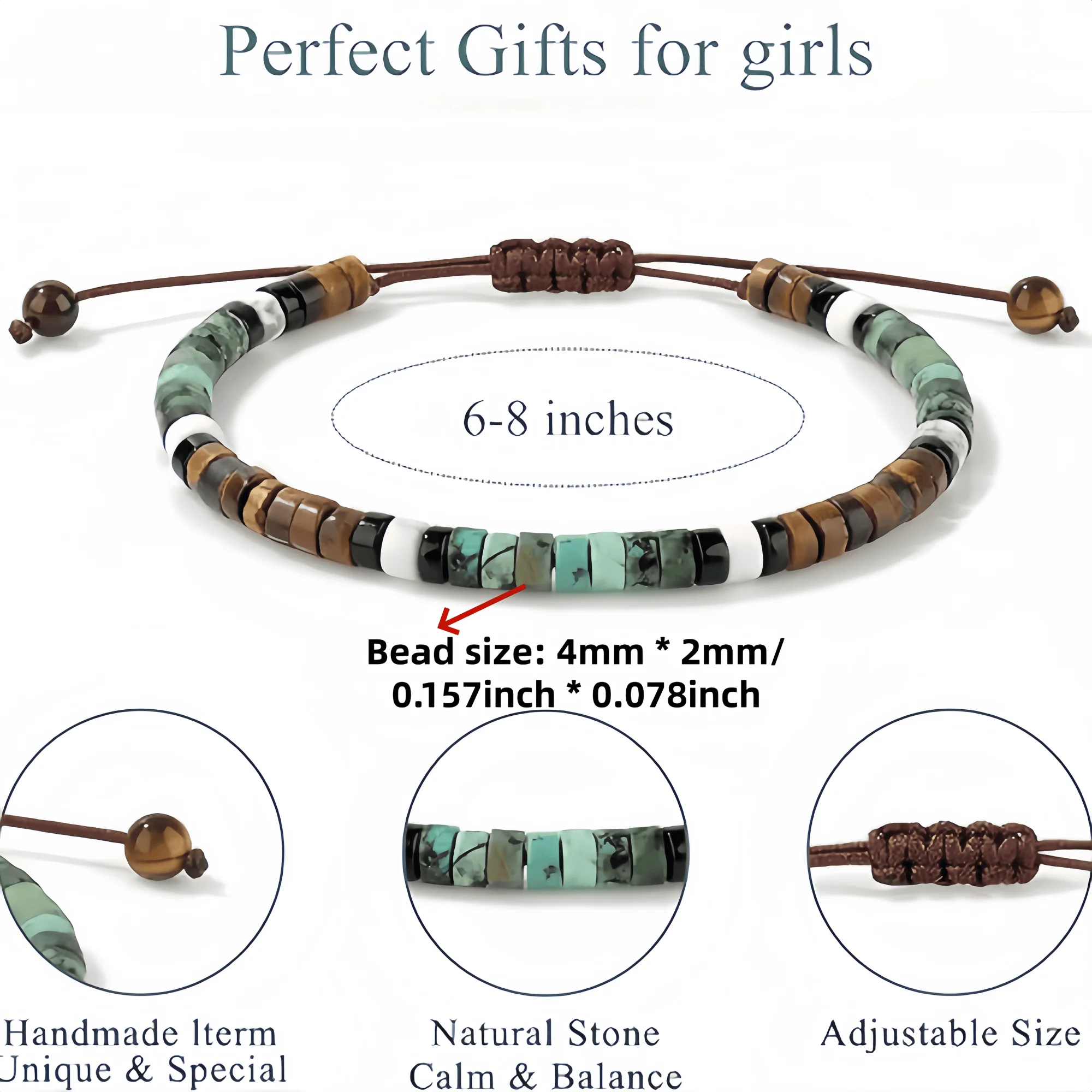 7Chakras Natural Stone Bracelet Hand Woven Bracelet Adjustable Rope  Yoga Meditation Unisex Fashion Accessory Gift