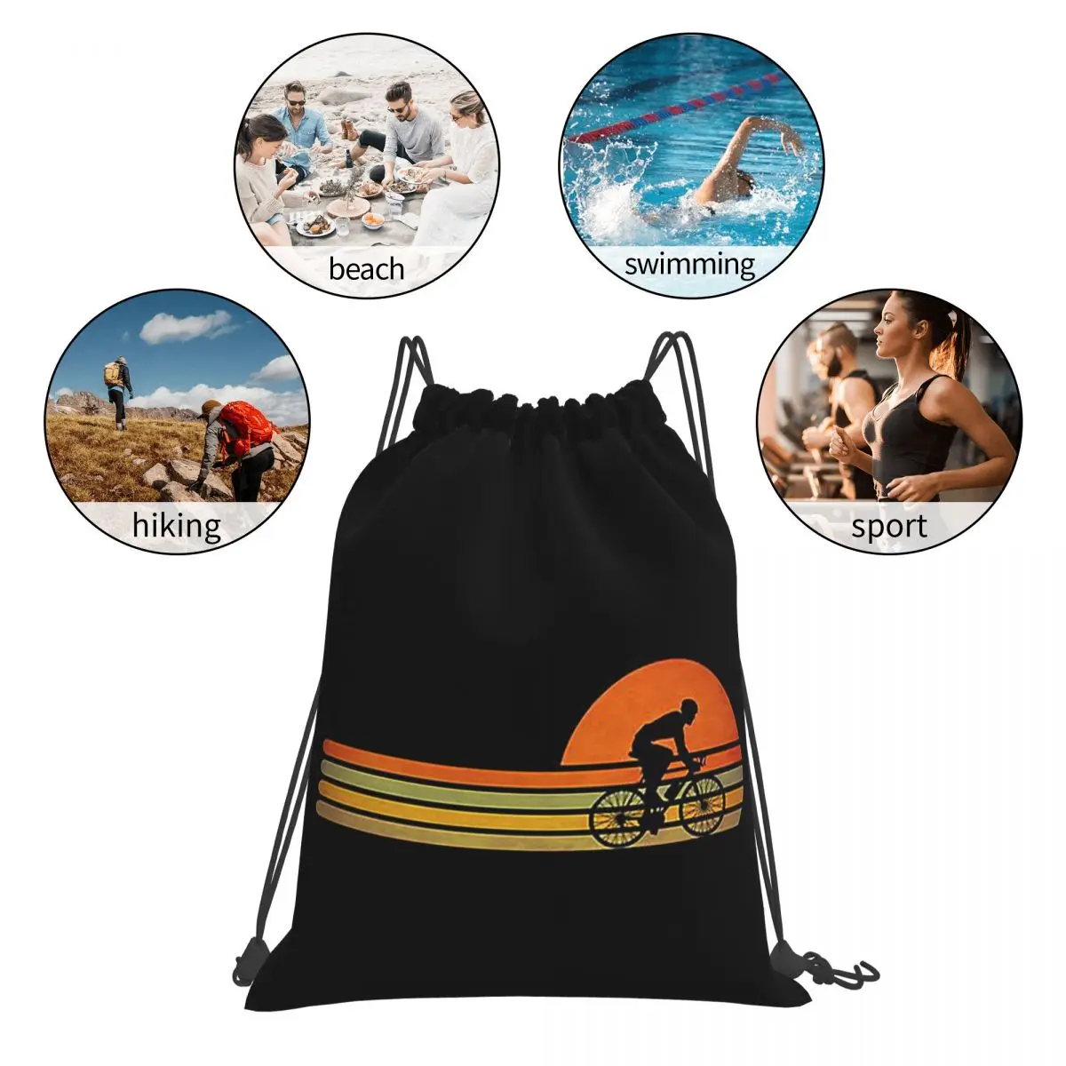 自転車ライダー自転車愛好家のバックパックカジュアルポータ​​ブル巾着バンドルポケット雑貨バッグブックバッグ男性女性学校