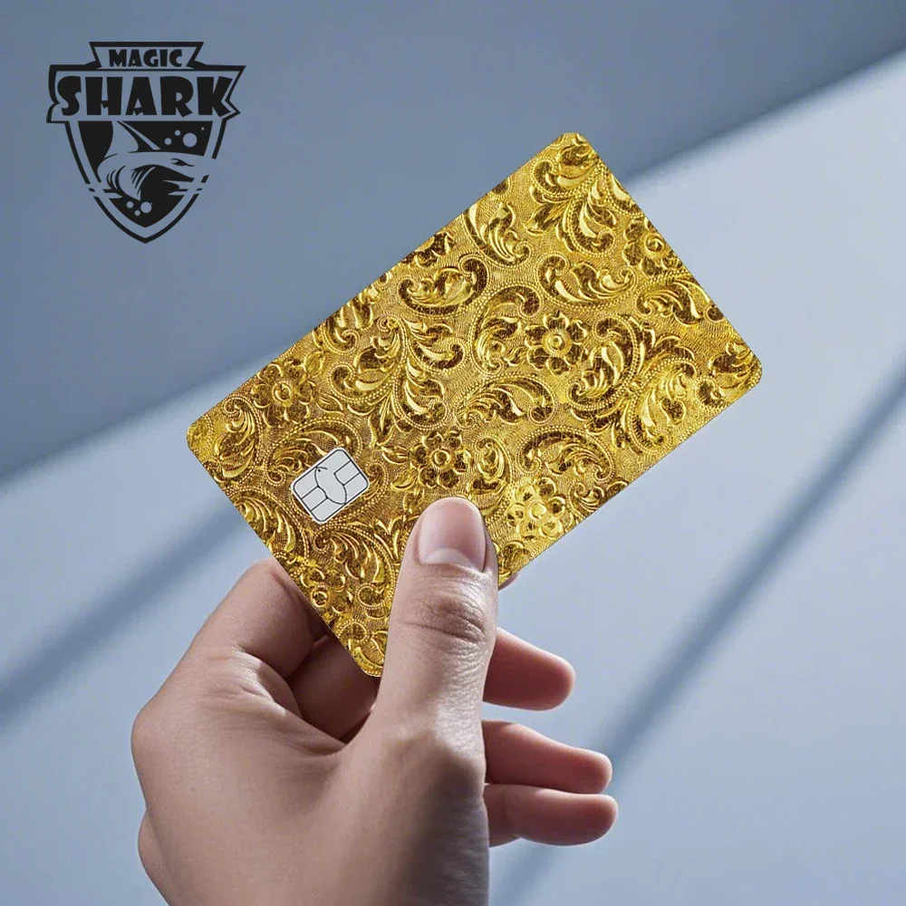 Maigc Shark Gold Dollar Money Cartoon Meme Adesivo riflettente Pellicola di copertura per carta di credito bancaria di debito Chip piccolo e grande